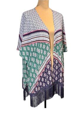 Victorias Secret Boho Printed Kimono Top Sz S Fringe Festival Beach